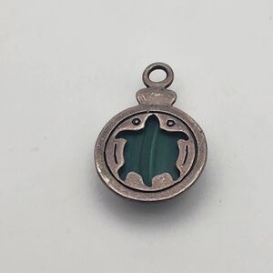Sterling Silver & Malachite Turtle Pendant